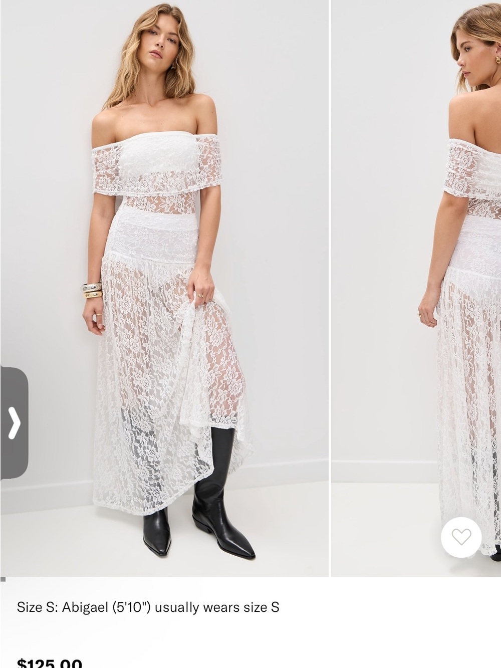 Lioness White Lace Off-Shoulder Maxi Dress